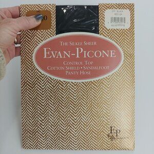 Evan-Picone Vintage NWT The‎ Silkee Sheer Control Top Pantyhose Off Black M
